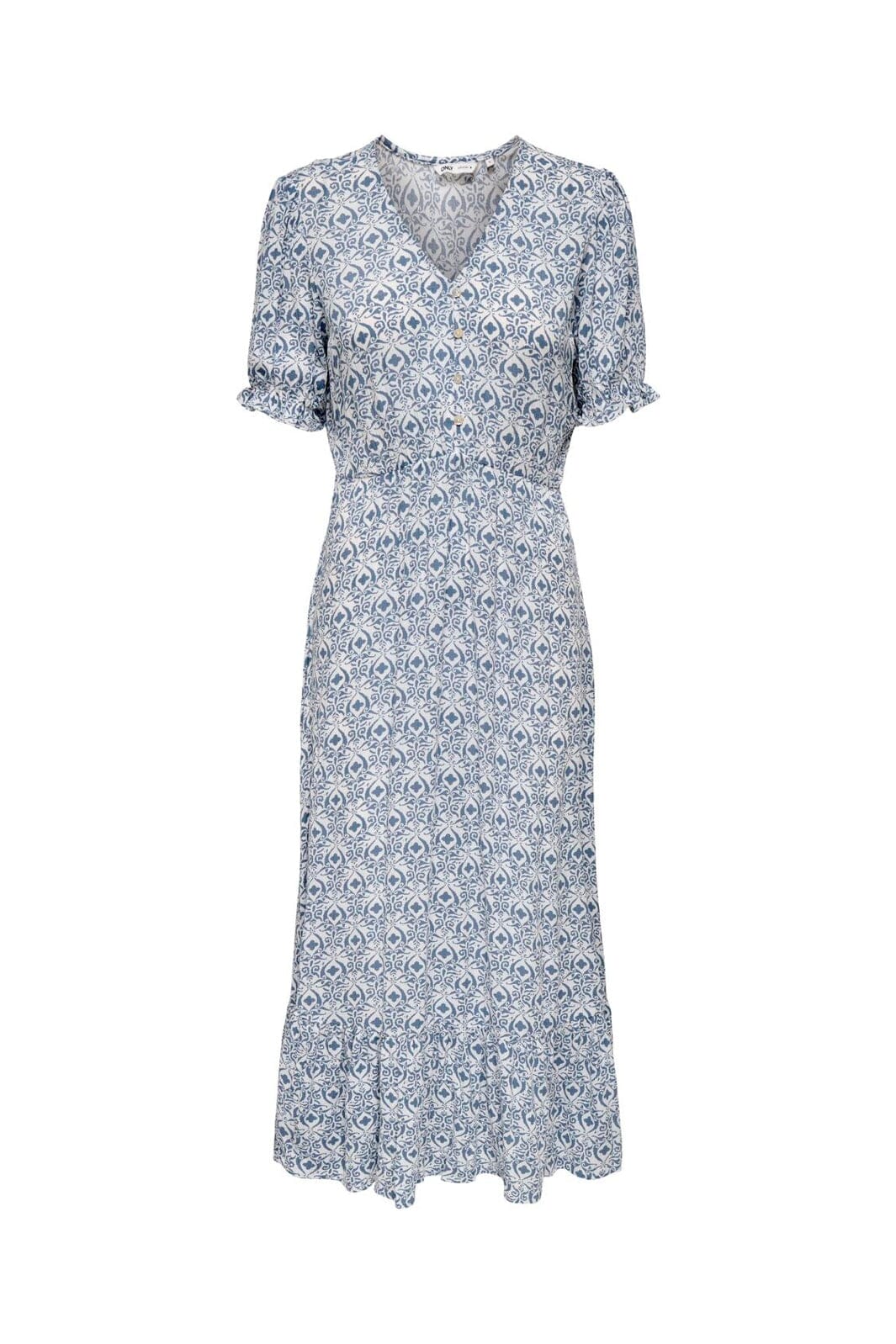 Only - Onlchianti S/S Long Dress - 4758861 Cloud Dancer Smith Blue Graphic