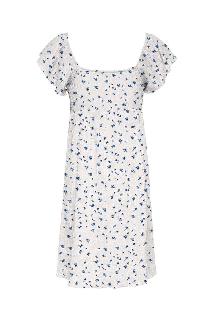 Only - Onldua Frill Sleeve Dress - 5083075 Cloud Dancer Ditsy Floral Cornflower Blue