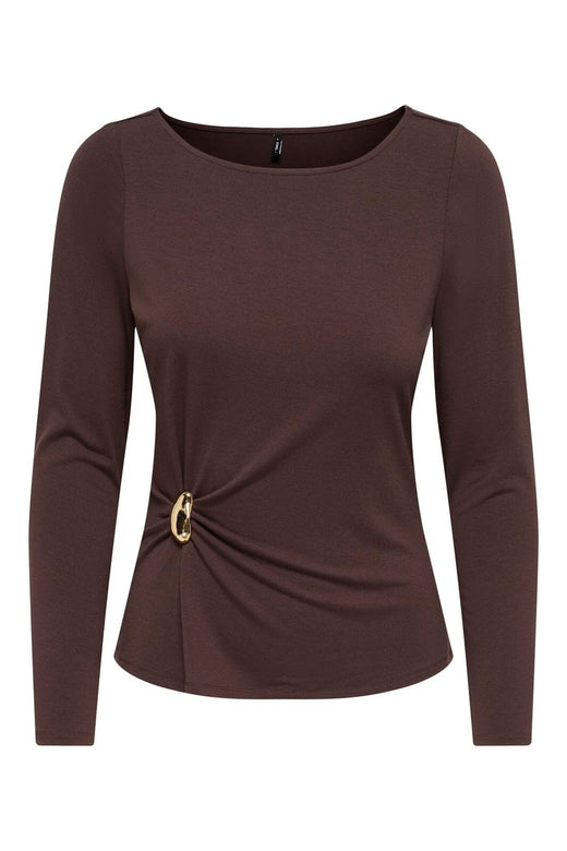 Only - Onlelena L/S Boatneck Metal Top - 5085415 Coffee Bean Gold Charm
