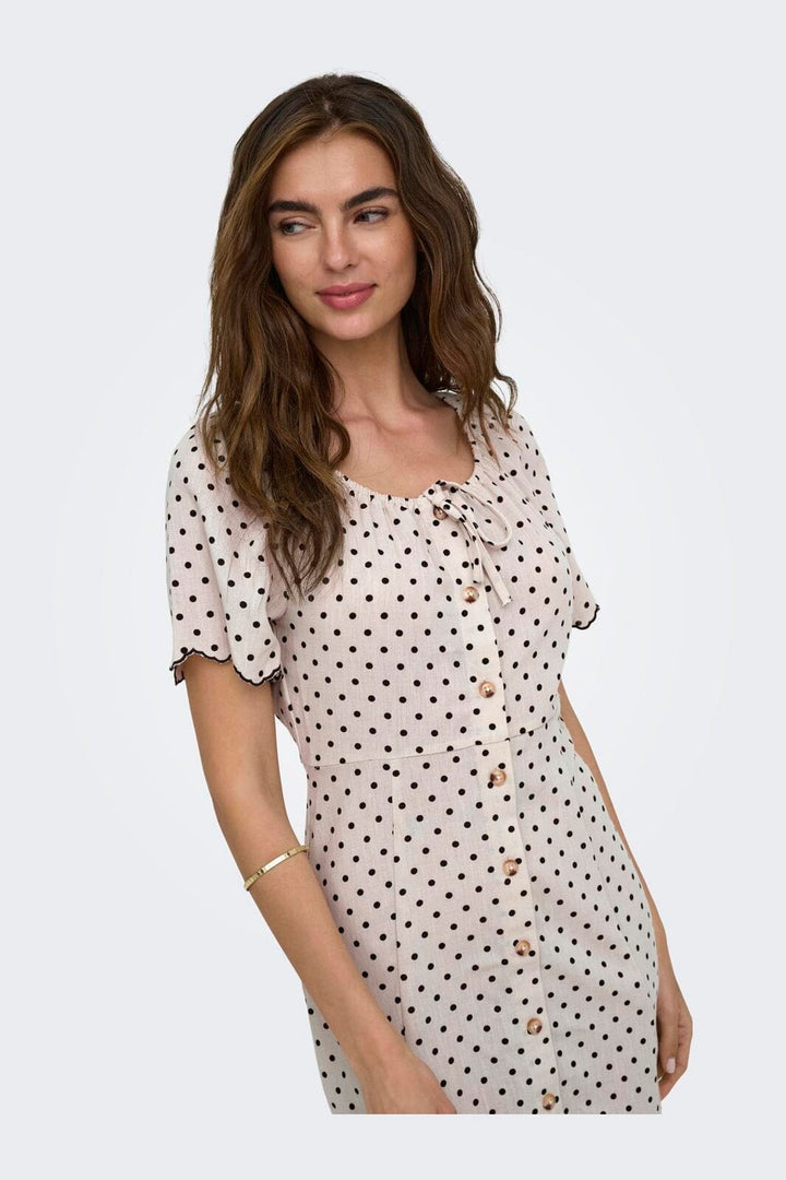 Only - Onlemmia S/S Emb Short Dress - 5078263 Pumice Stone Delicioso Dot