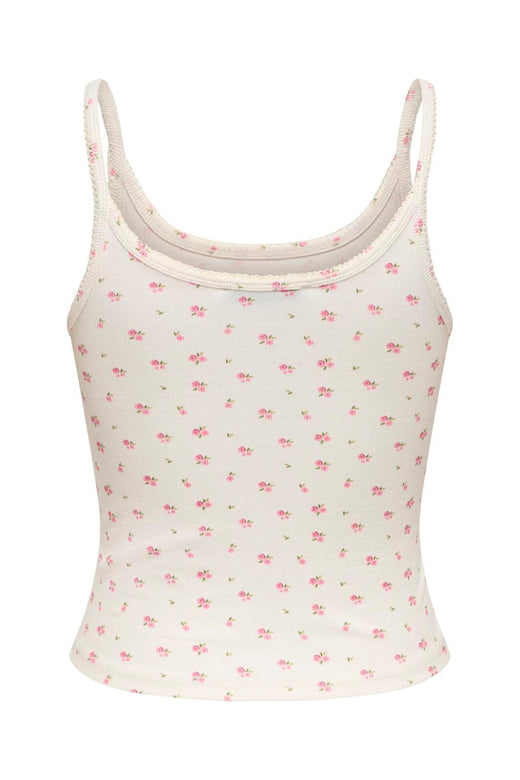 Only - Onleve Singlet Top - 5164844 Cloud Dancer Pink Tulle Flower