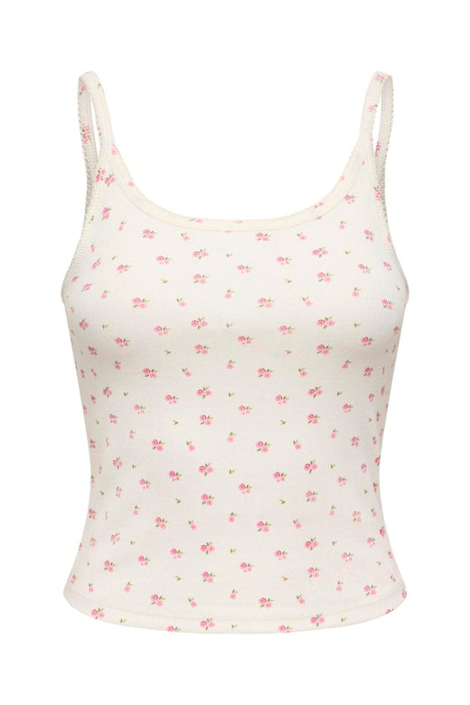 Only - Onleve Singlet Top - 5164844 Cloud Dancer Pink Tulle Flower