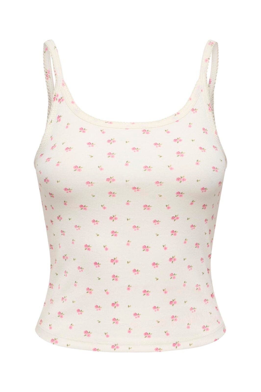 Only - Onleve Singlet Top - 5164844 Cloud Dancer Pink Tulle Flower