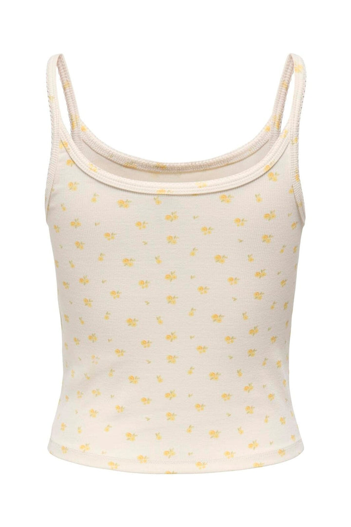 Only - Onleve Singlet Top - 5164845 Cloud Dancer Yellow Kia Flower