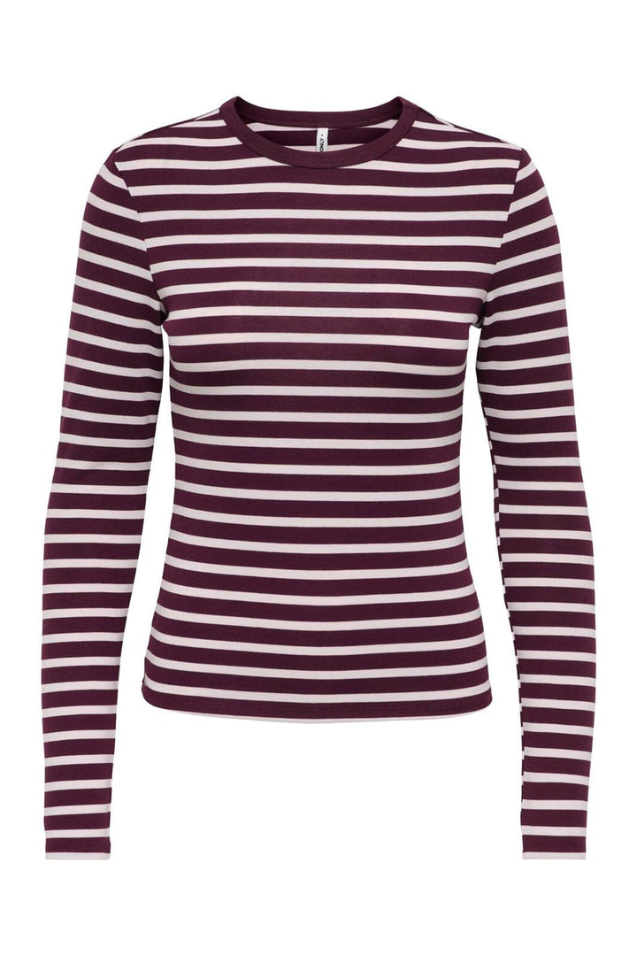 Only - Onlevie L/S O-Neck Stripe Top - 5148696 Winetasting Lavender Blue (Fido)