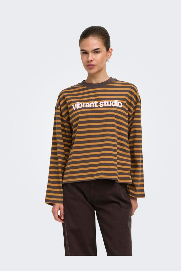 Only - Onlfreja L/S Stripe Top Cc - 5060271 Bracken Buckthorn (Ida) Print Vibrant