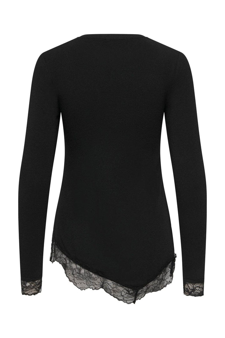 Only - Onlglamour L/S Lace Detail Top - 5123394 Black