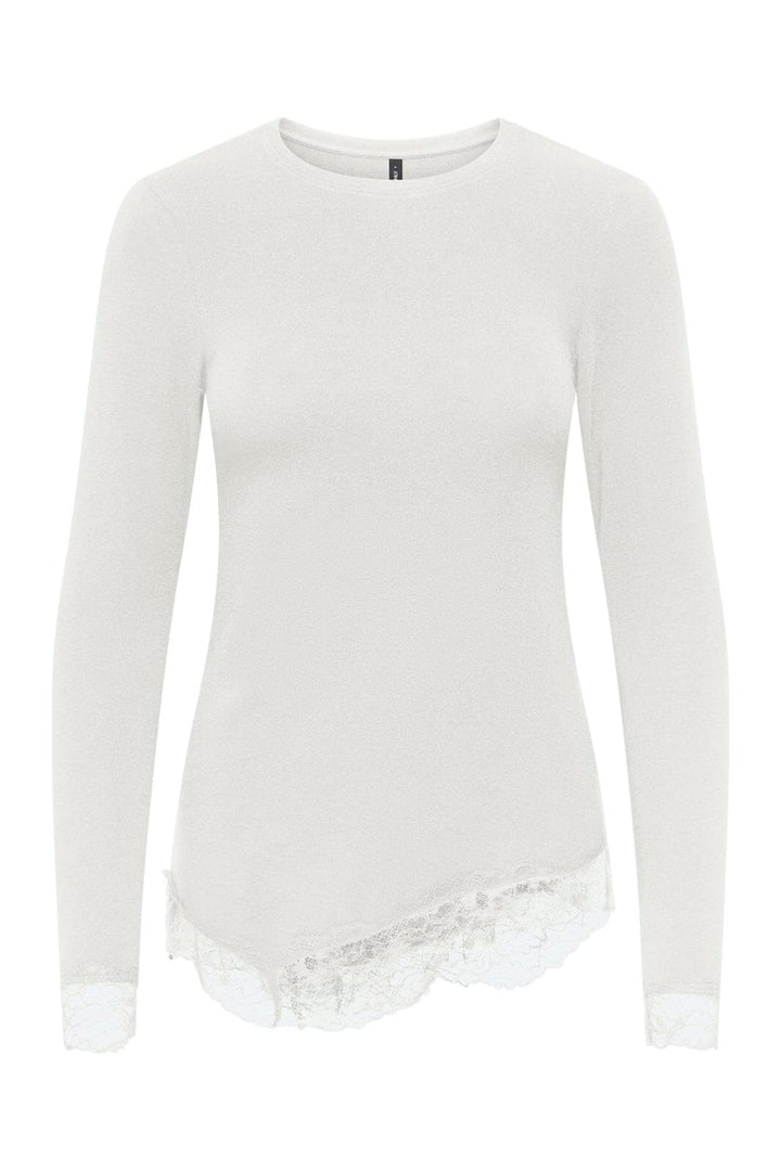 Only - Onlglamour L/S Lace Detail Top - 5135955 Cloud Dancer