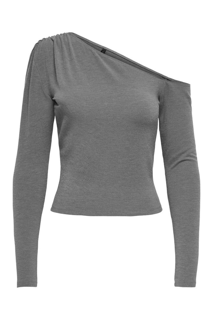 Only - Onlglamour L/S One Shoulder Top Cc - 5101231 Medium Grey Melange
