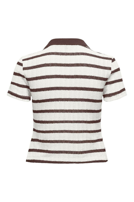 Only - Onlhalia S/S Collar Top Box - 5081511 Cloud Dancer Chocolate Martini