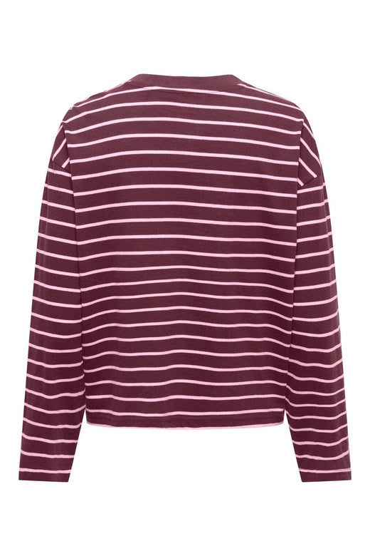 Only - Onlhappy L/S O-Neck Stripe Tee - 5233659 Fig Lady Pink (Lena)