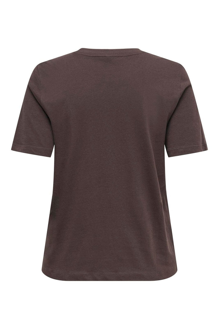 Only - Onlhappy S/S Emb Top - 5204457 Coffee Bean Chambray Heart