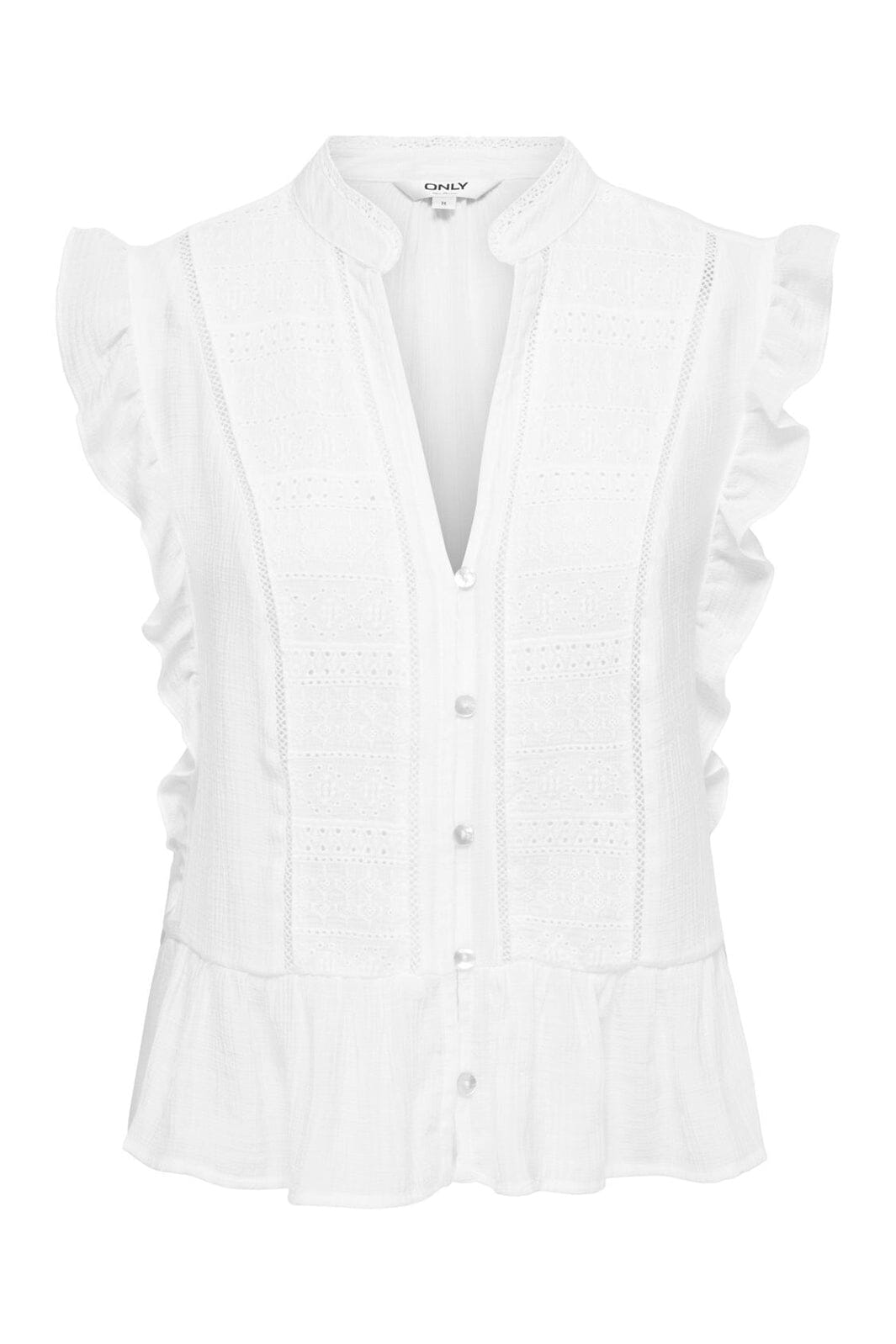 Only - Onlhenny S/L Frill Button Top - 5020894 Bright White