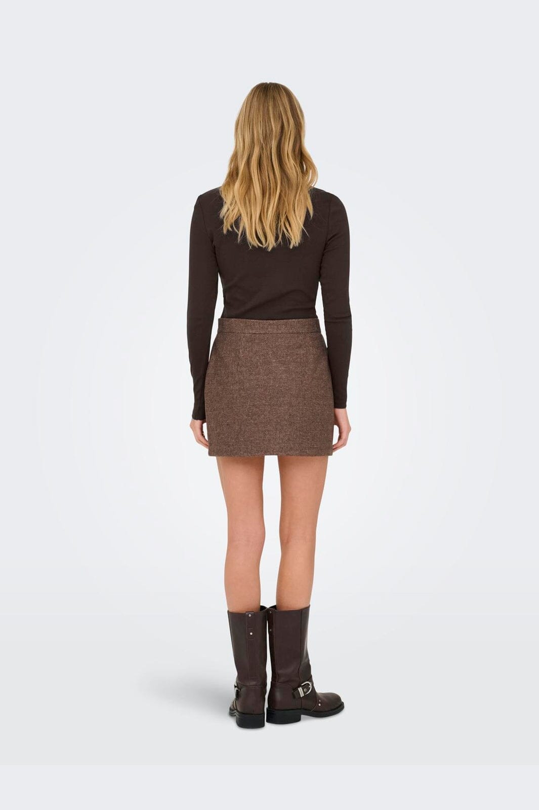 Only - Onlimmy Life Check Skirt - 4950751 Chestnut Minicheck W/Shopping Bag
