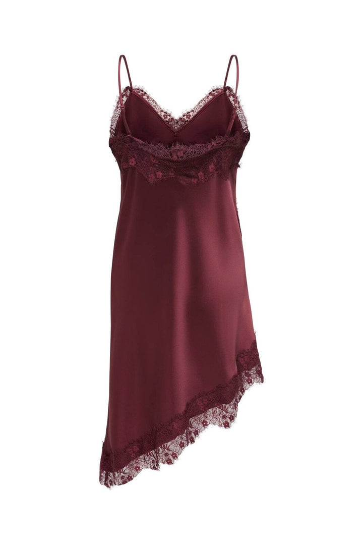 Only - Onlindona Strap Satin Lace Dress - 5102200 Oxblood Red