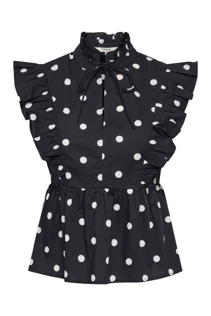 Only - Onlkai S/L Peplum Frill - 5119337 Black White Dot