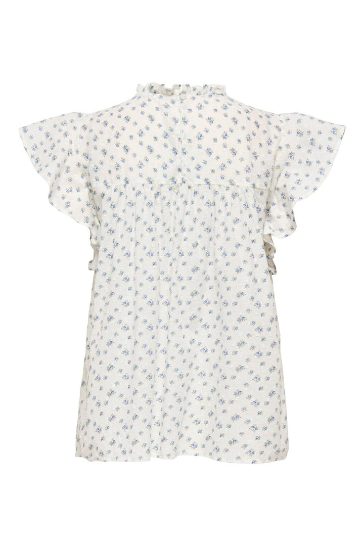 Only - Onlkatti S/S Dobby Top - 5041104 Cloud Dancer Clara Flower