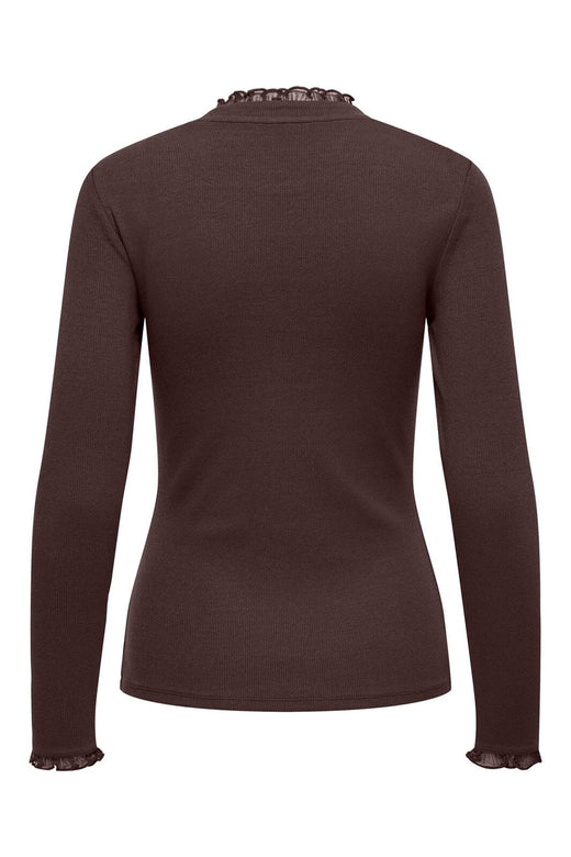 Only - Onlleslie L/S Lace Mix Top - 5162965 Coffee Bean