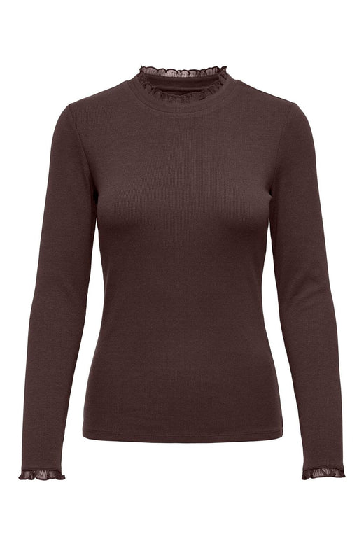 Only - Onlleslie L/S Lace Mix Top - 5162965 Coffee Bean