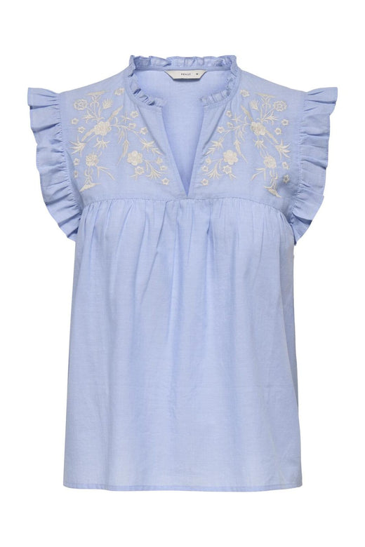 Only - Onllessy S/L Emb Top - 4678687 Cashmere Blue Cd Embroidery