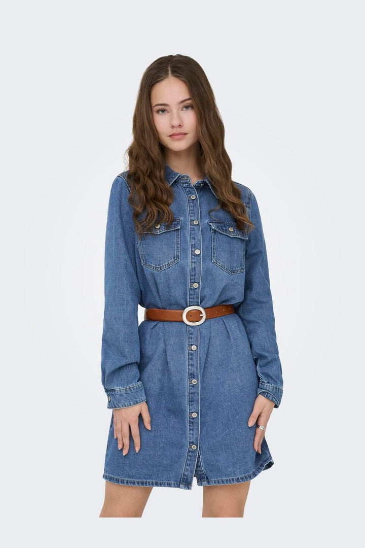 Only - Onllisa L/S Dress Gua - 4902964 Medium Blue Denim