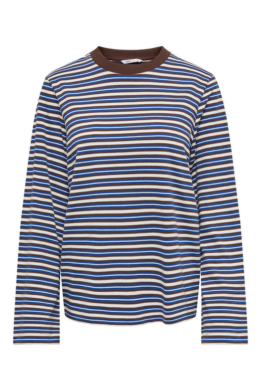 Only - Onllisa Stripe L/S Top - 5207101 Cloud Dancer Chicory Coffee/Sodalite Blue Stripe