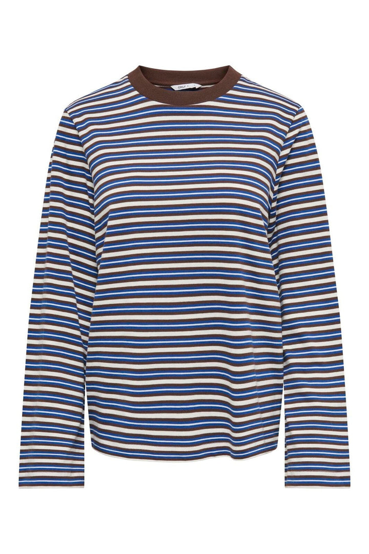 Only - Onllisa Stripe L/S Top - 5207101 Cloud Dancer Chicory Coffee/Sodalite Blue Stripe