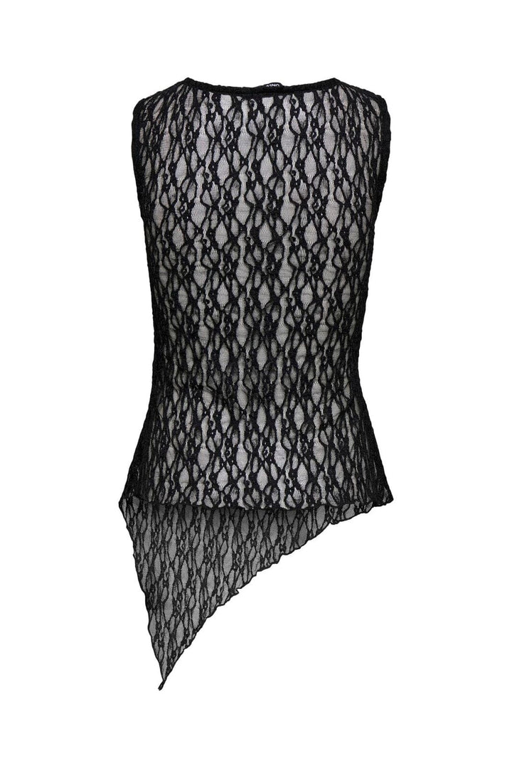 Only - Onlliva S/L Asymmetric Lace Top - 5163398 Black