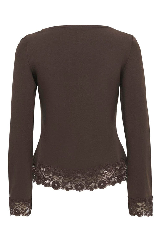 Only - Onllive Love L/S O-Neck Lace Top - 5191935 Coffee Bean Dtm Lace