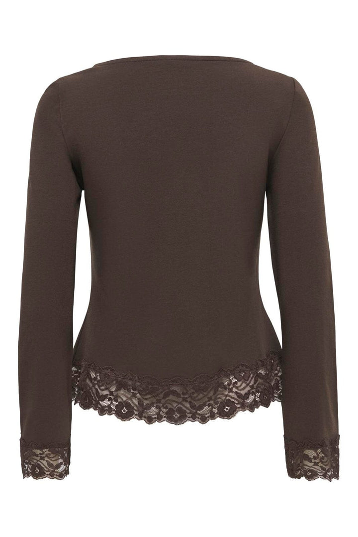 Only - Onllive Love L/S O-Neck Lace Top - 5191935 Coffee Bean Dtm Lace