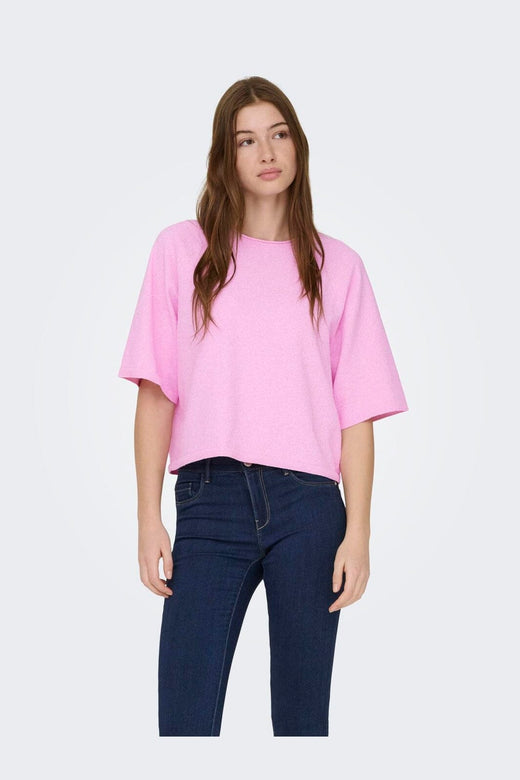 Only - Onlloyal 2/4 O-Neck Knt - 4983477 Super Pink Melange