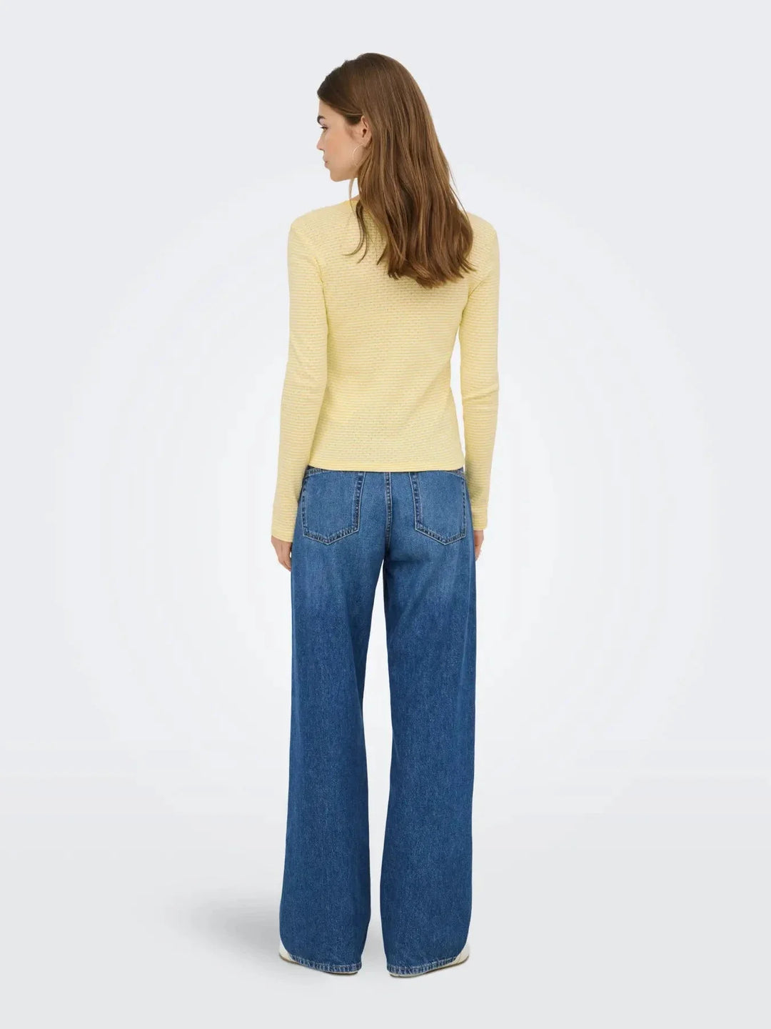 Only - Onlmadison L/S O-Neck Top - 4969689 Cloud Dancer Vivi Sunlight Bluser 