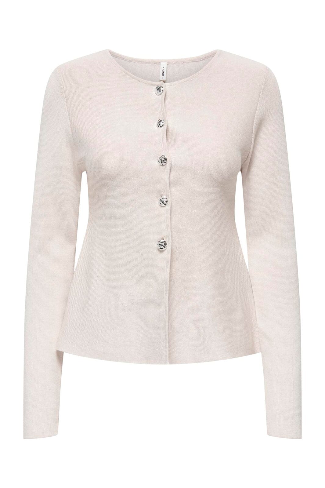 Only - Onlmelli Ls Oneck Button Cardi Knt - 5081661 Pumice Stone New Silver Buttons