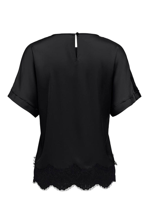 Only - Onlmenus Ss Lace Satin Top - 5136780 Black Black Lace