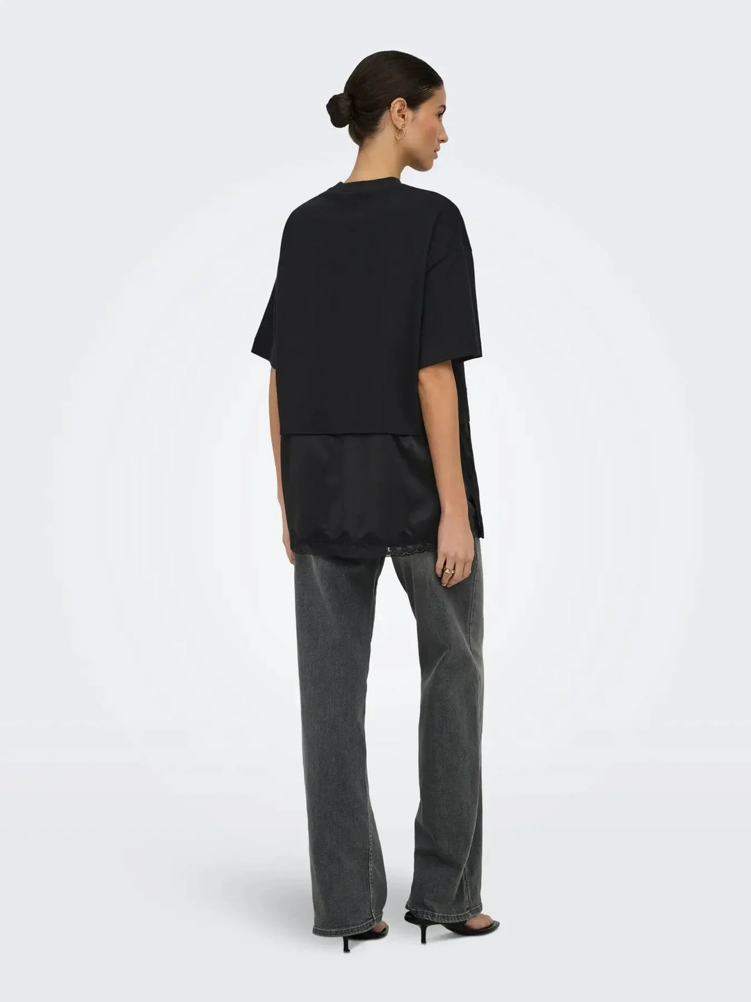 Only - Onlmexa S/S Tee Lace Top - 5104053 Black T-shirts 