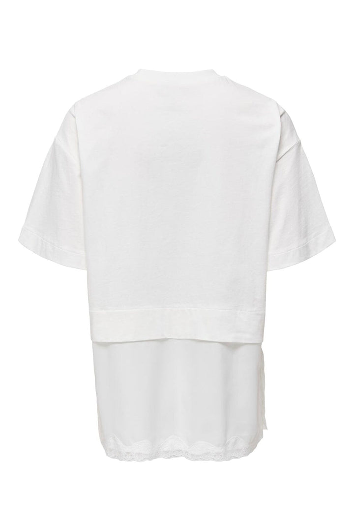 Only - Onlmexa S/S Tee Lace Top - 5122056 Cloud Dancer
