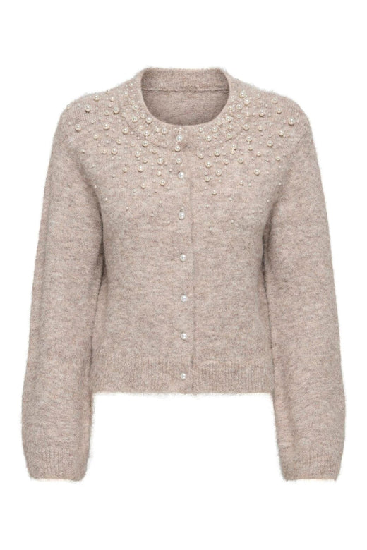Only - Onlmiggie Ls O-Neck Pearl Cardi Knt - 5039863 Malt Ball Melange/Fmop