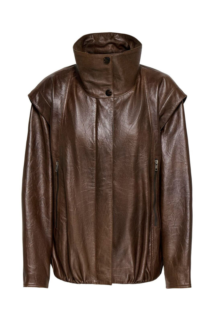 Only - Onlmolly Real Leather Jacket - 5275666 Toffee Washed