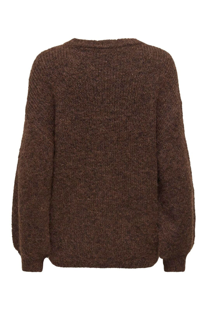 Only - Onlnellie Ls O-Neck Knt - 5072120 Coffee Bean Melange