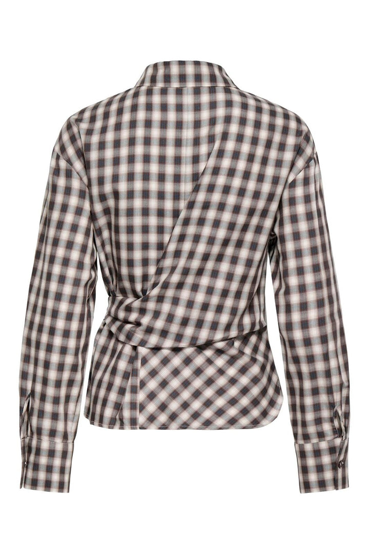 Only - Onlnola Ls Check Wrap Shirt - 5232776 Malt Ball White/Blue