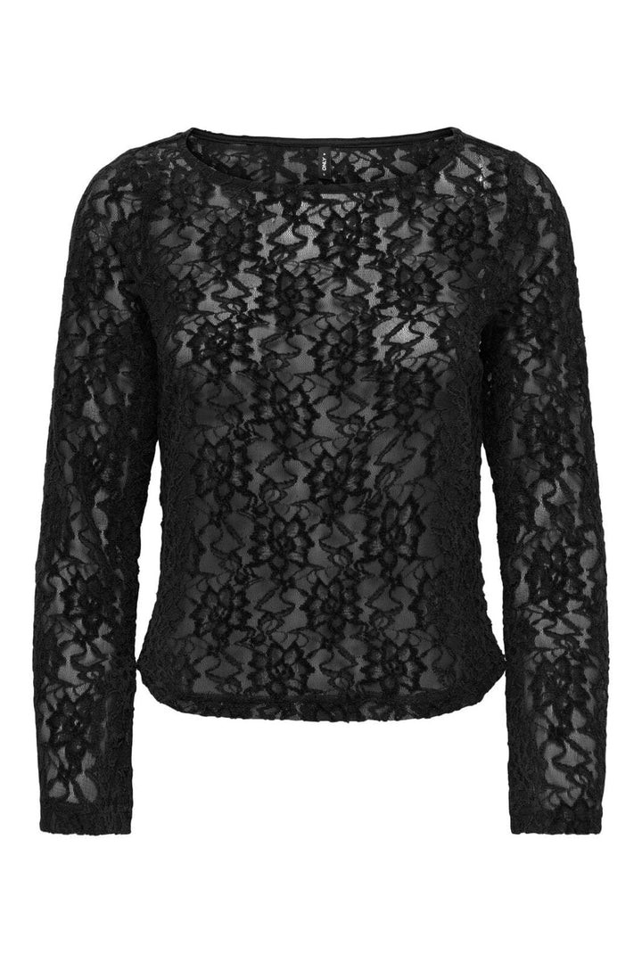 Only - Onlnola L/S Lace Velvet Top - 5170927 Black