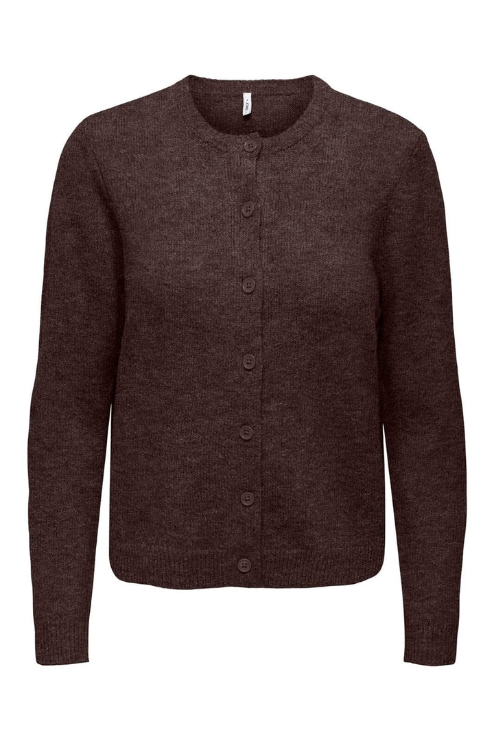 Only - Onlolivia Ls O-Neck Cardigan Cc Knt - 5101145 Mole Melange/Dtm Horn Button