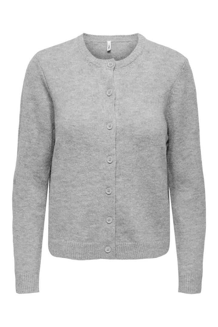 Only - Onlolivia Ls O-Neck Cardigan Cc Knt - 5101234 Light Grey Melange Dtm Horn Button