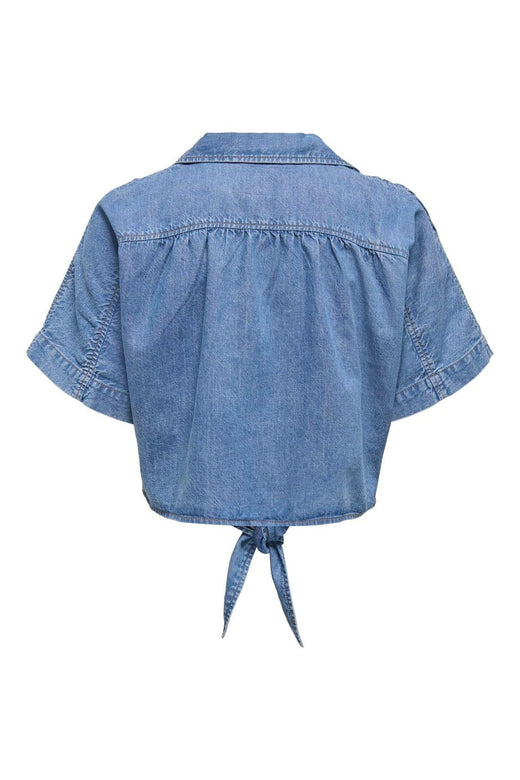 Only - Onlpaula S/S Tie Shirt Akm - 4869974 Medium Blue Denim