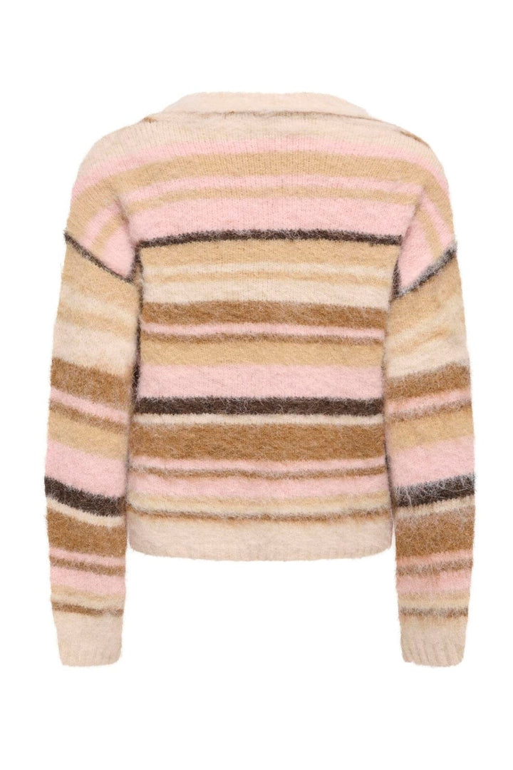 Only - Onlperil Ls O-Neck Cc Knt - 5101278 Birch Thin/Humus/Breen/Coffee B/Pale L