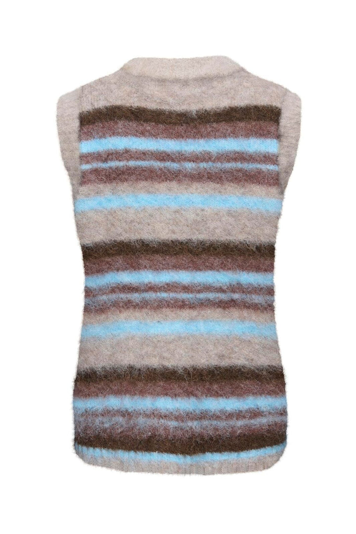Only - Onlperil Sl O-Neck Vest Cc Knt - 5101061 Taupe Gray Block/Coffee B/Decad C/Blissf B/Mel