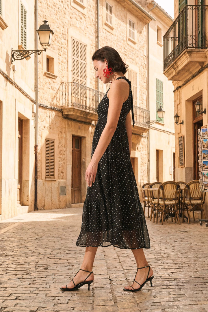 Only - Onlpetra Life Halter Neck Dress - 5092071 Black Cloud Dancer Dots Kjoler 