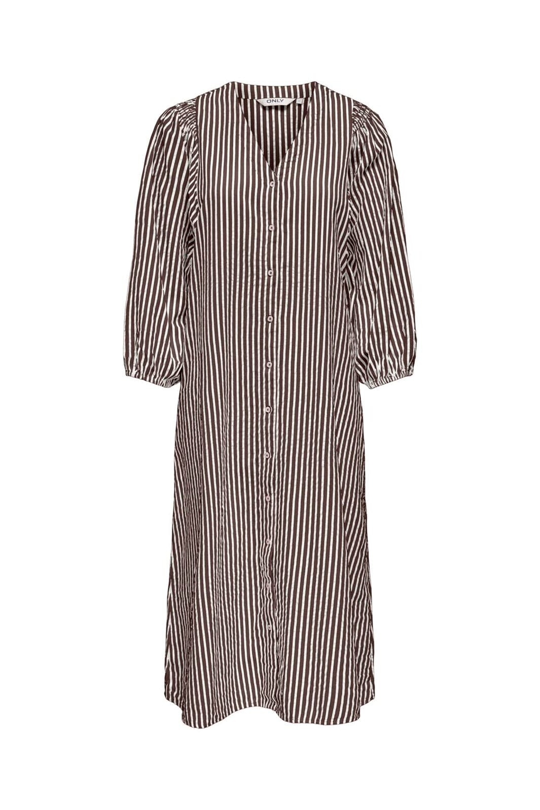 Only - Onlrolly L/S Midi Stripe Dress - 5092491 Chocolate Martini Cloud Dancer