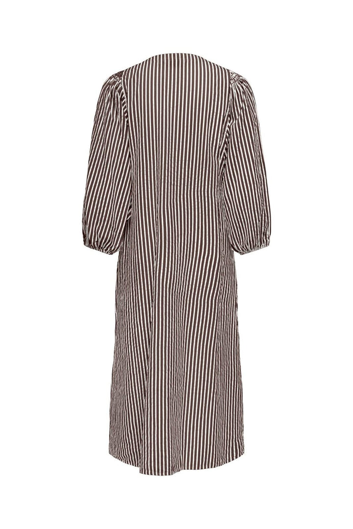 Only - Onlrolly L/S Midi Stripe Dress - 5092491 Chocolate Martini Cloud Dancer
