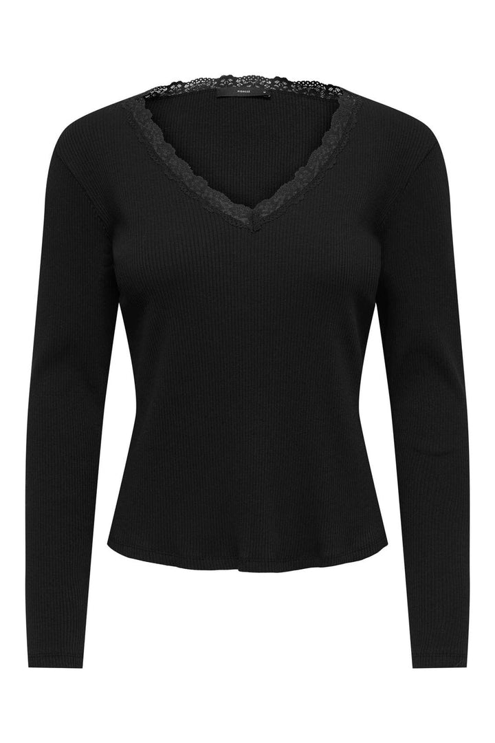 Only - Onlsara Sharai L/S V-Neck Top - 5091755 Black